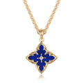 Blue Clover Pendant Collana | Oro