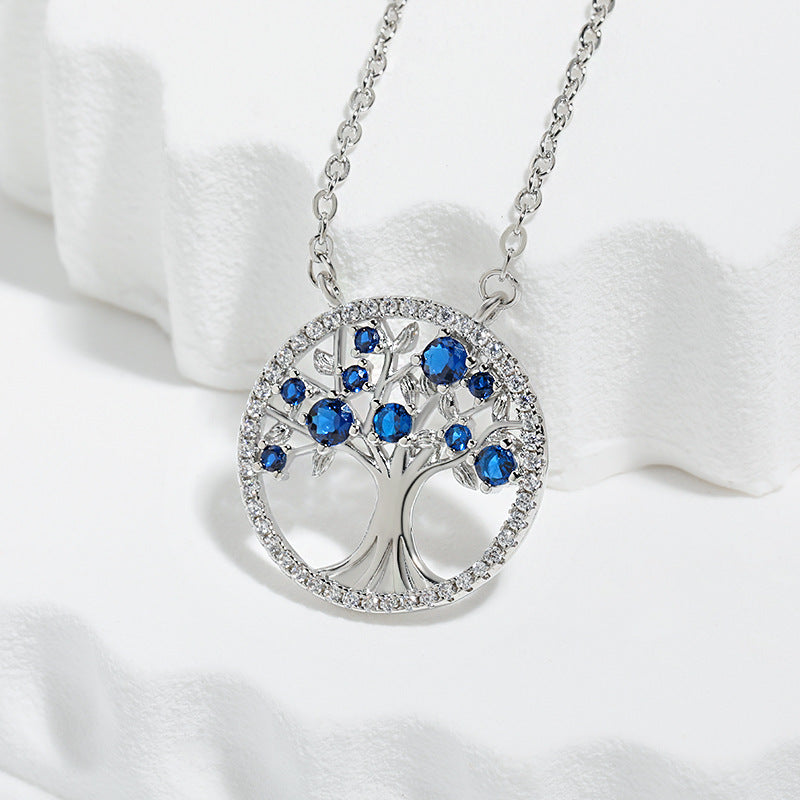 Tree of Life Zaffiro Collana | Bianco Oro