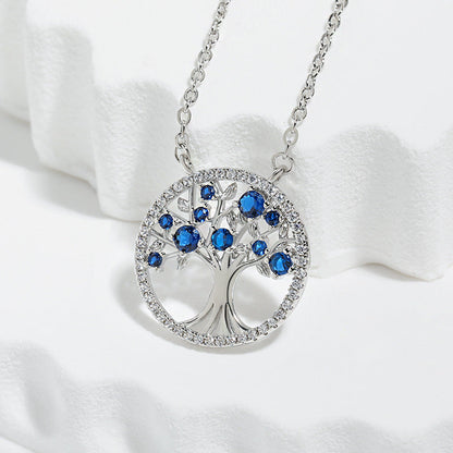 Tree of Life Zaffiro Collana | Bianco Oro
