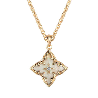 Blue Clover Pendant Collana | Oro