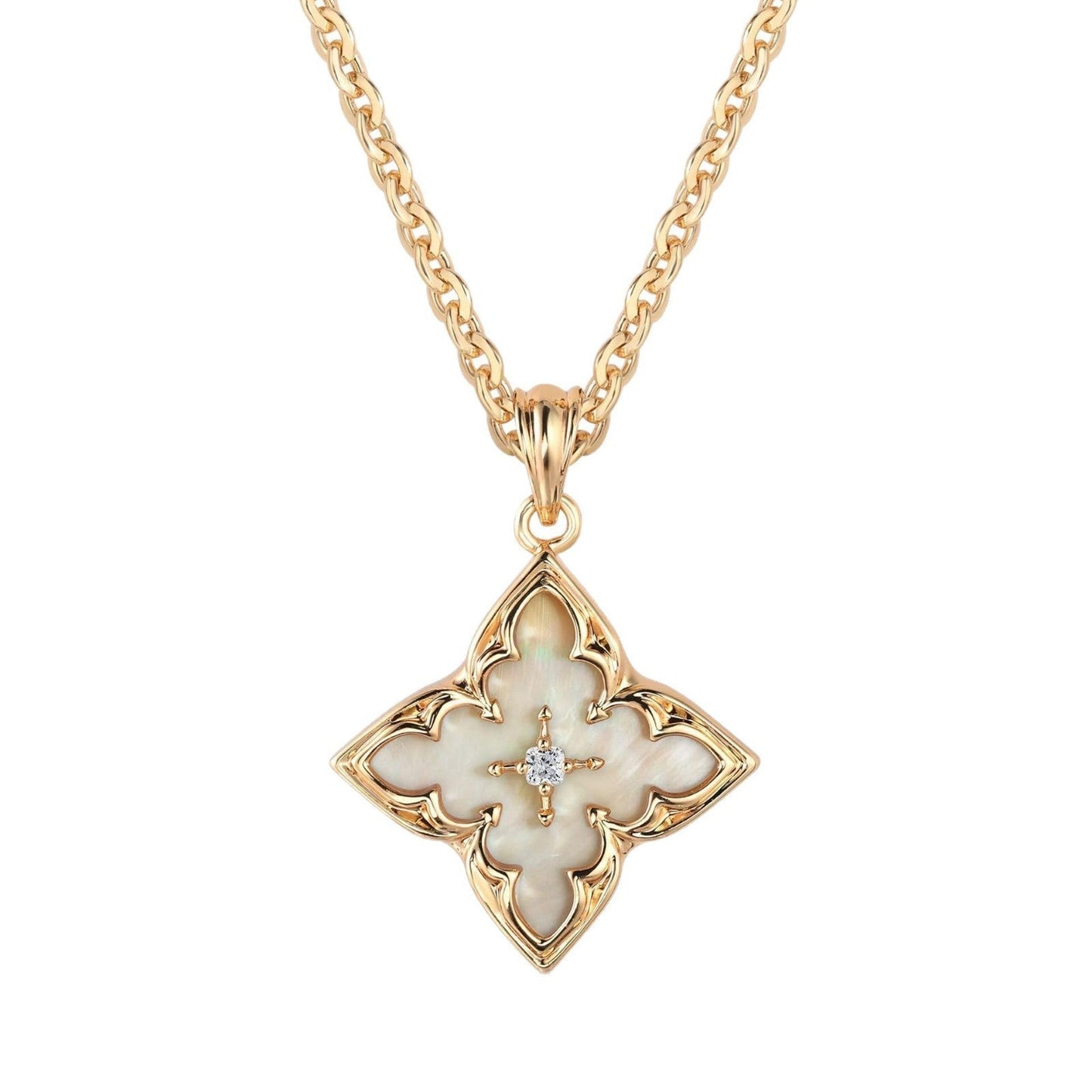 Brown Clover Pendant Collana | Oro