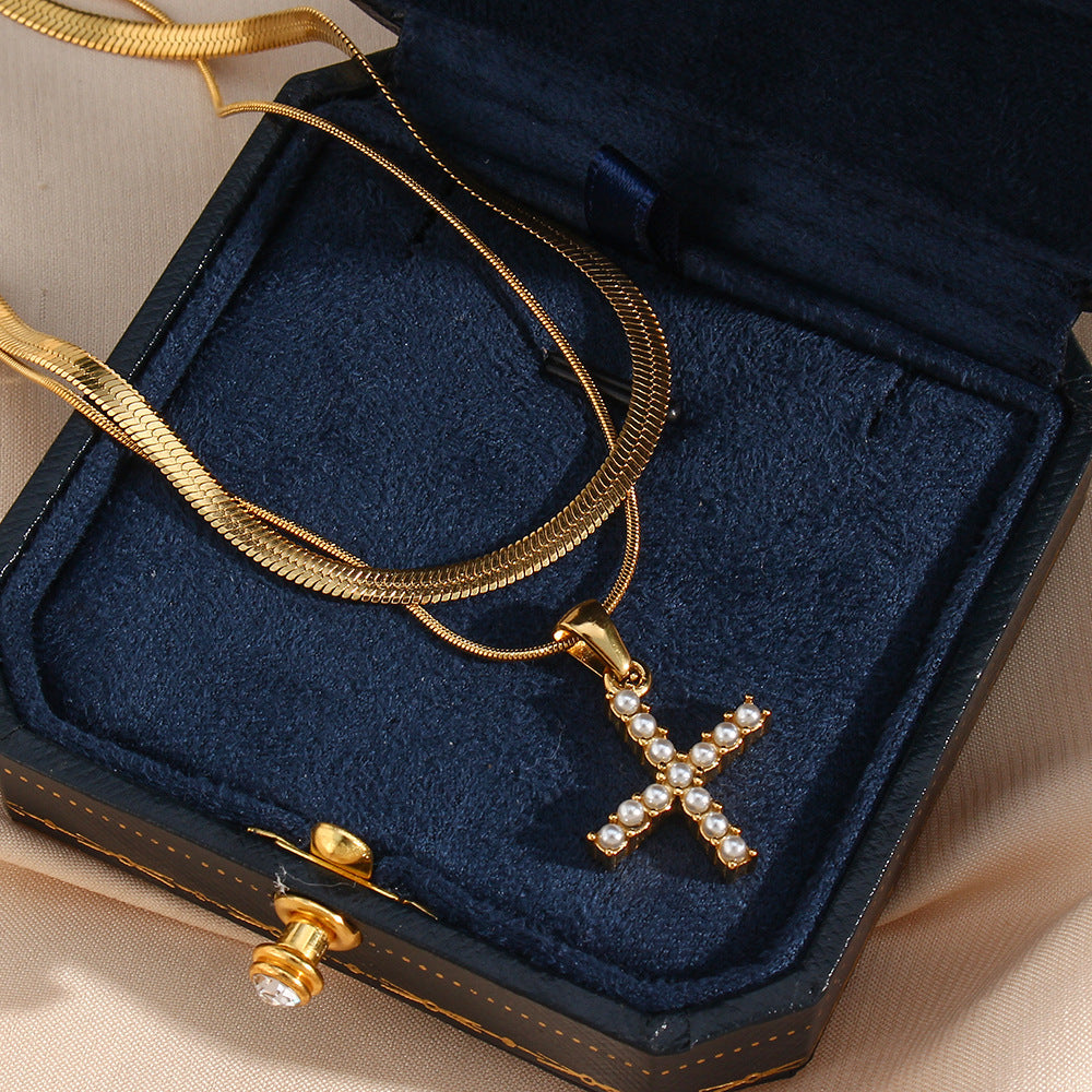 Fiona Layered Oro Initial Letter Collana