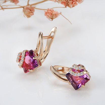 Crimson Square Cristallo Orecchini | Rosegold