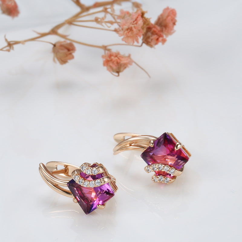 Crimson Square Cristallo Orecchini | Rosegold