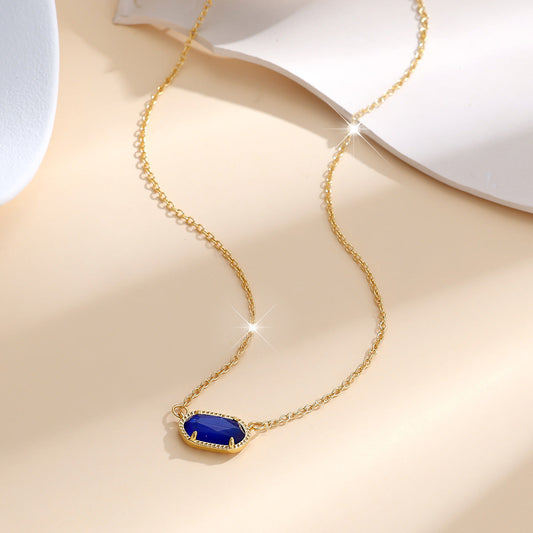 Classic Oval Zaffiro Collana | Oro