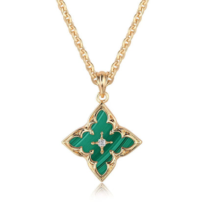 Blue Clover Pendant Collana | Oro