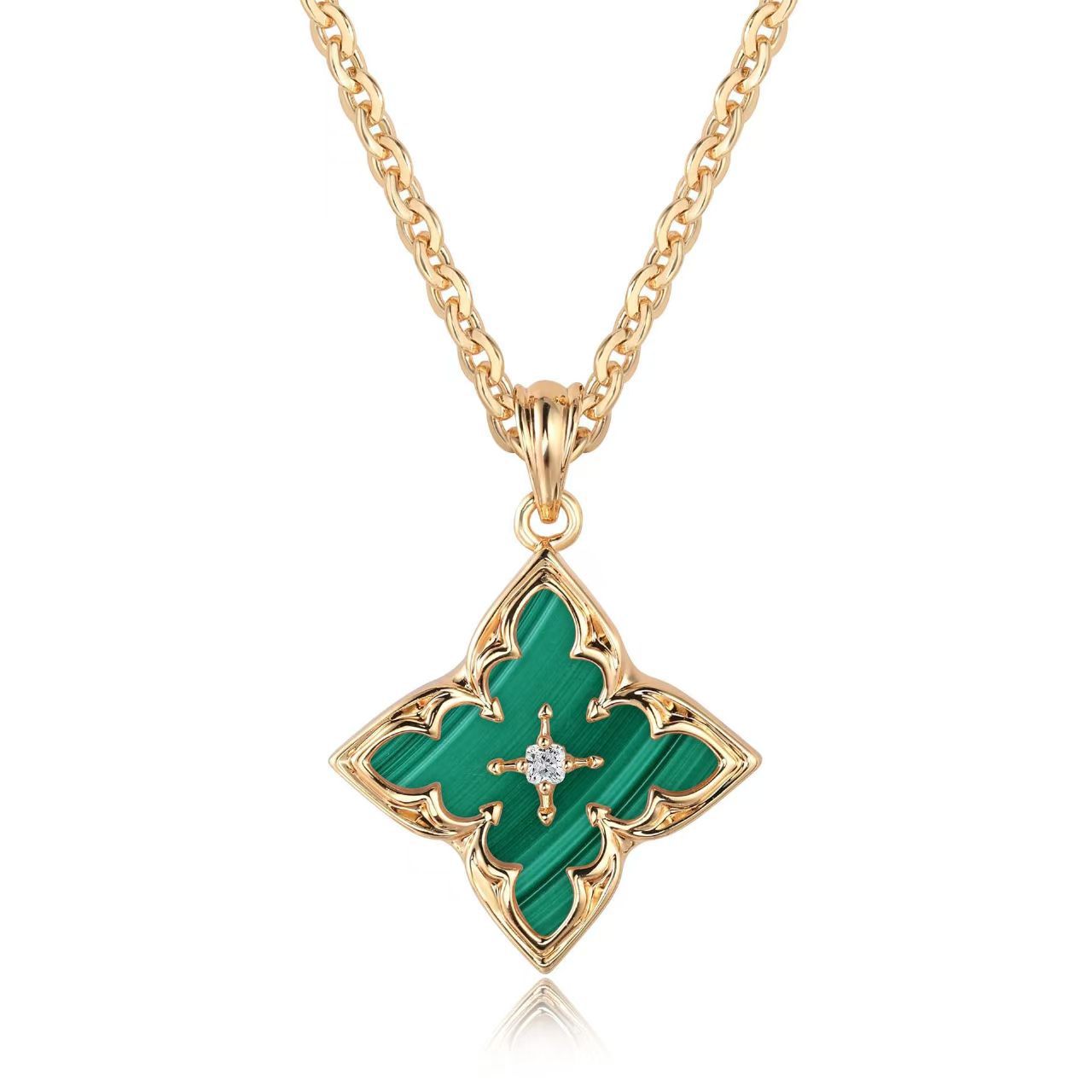 Brown Clover Pendant Collana | Oro