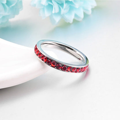 Rubino Eternity Band Anello | Bianco Oro