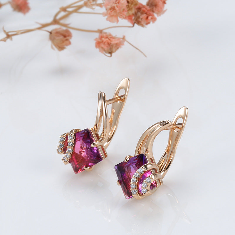 Crimson Square Cristallo Orecchini | Rosegold