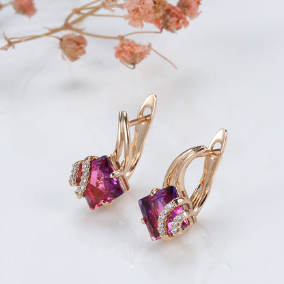 Crimson Square Cristallo Orecchini | Rosegold