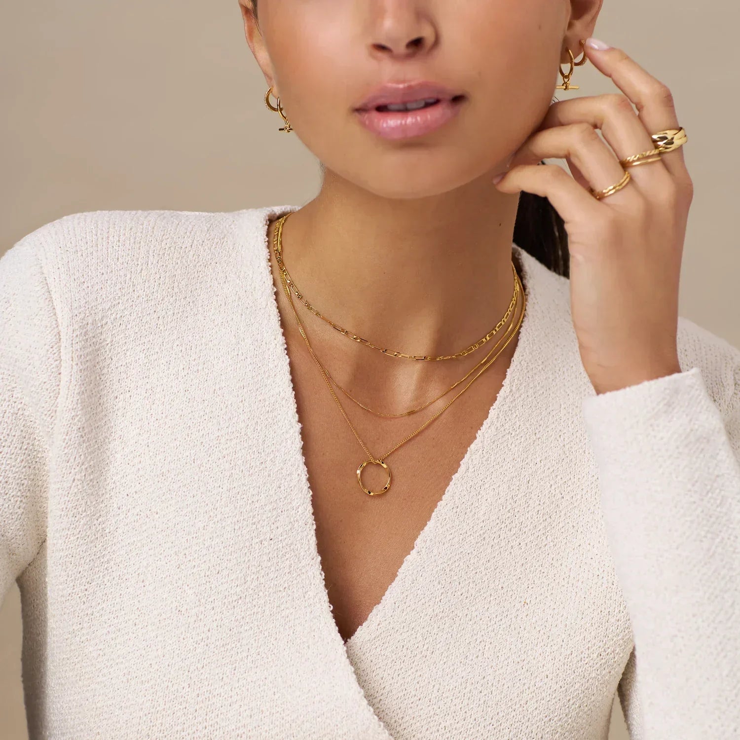 Open Circle Three Row Collana | Oro