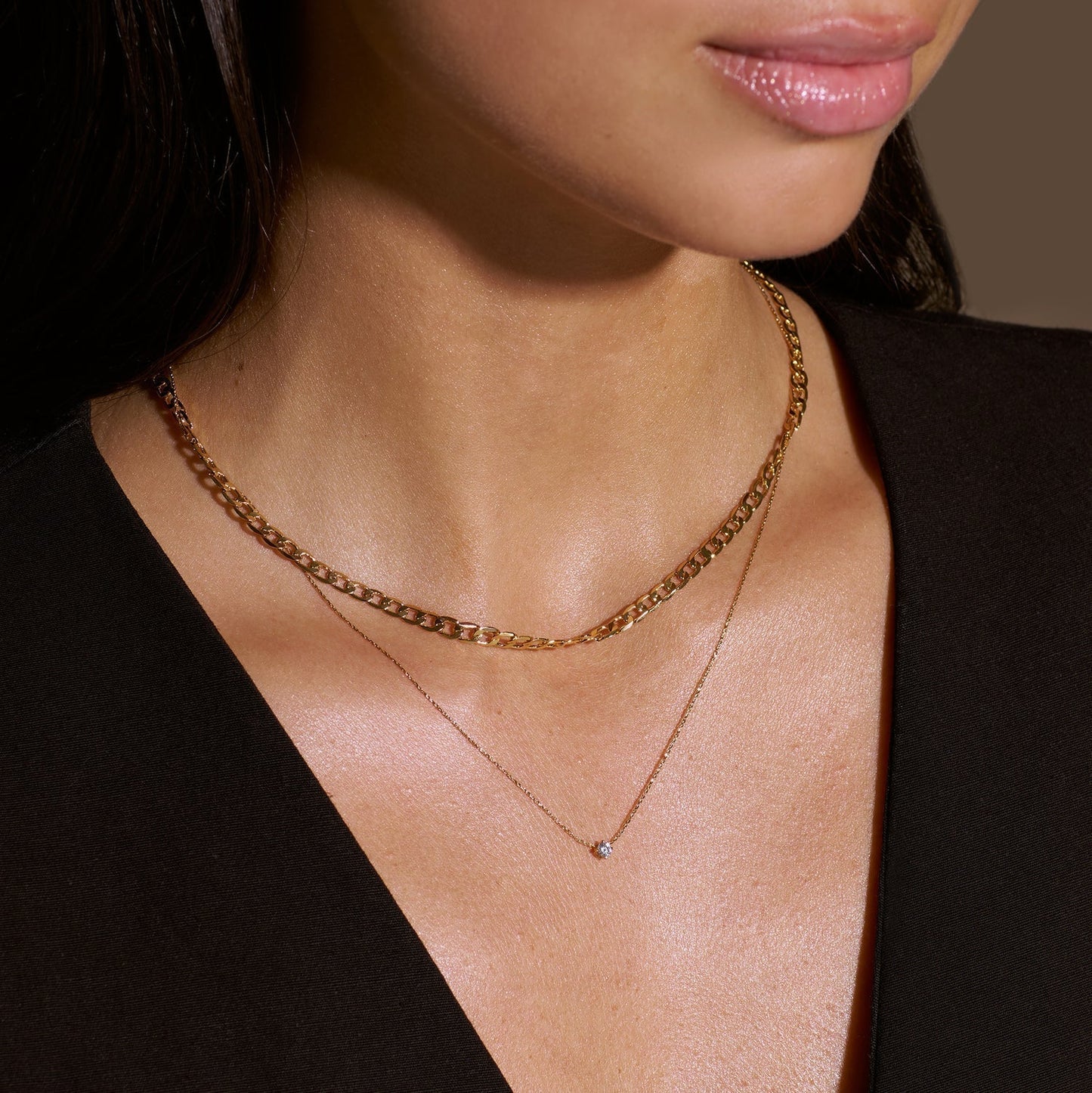 Flat Link Curb Chain Collana | Oro