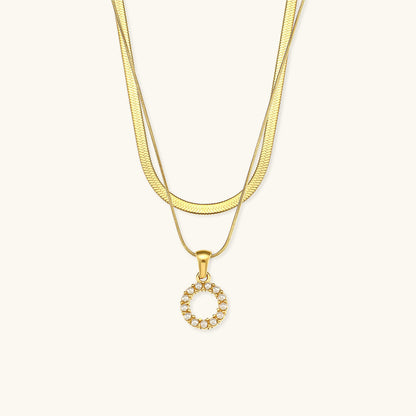 Fiona Layered Oro Initial Letter Collana