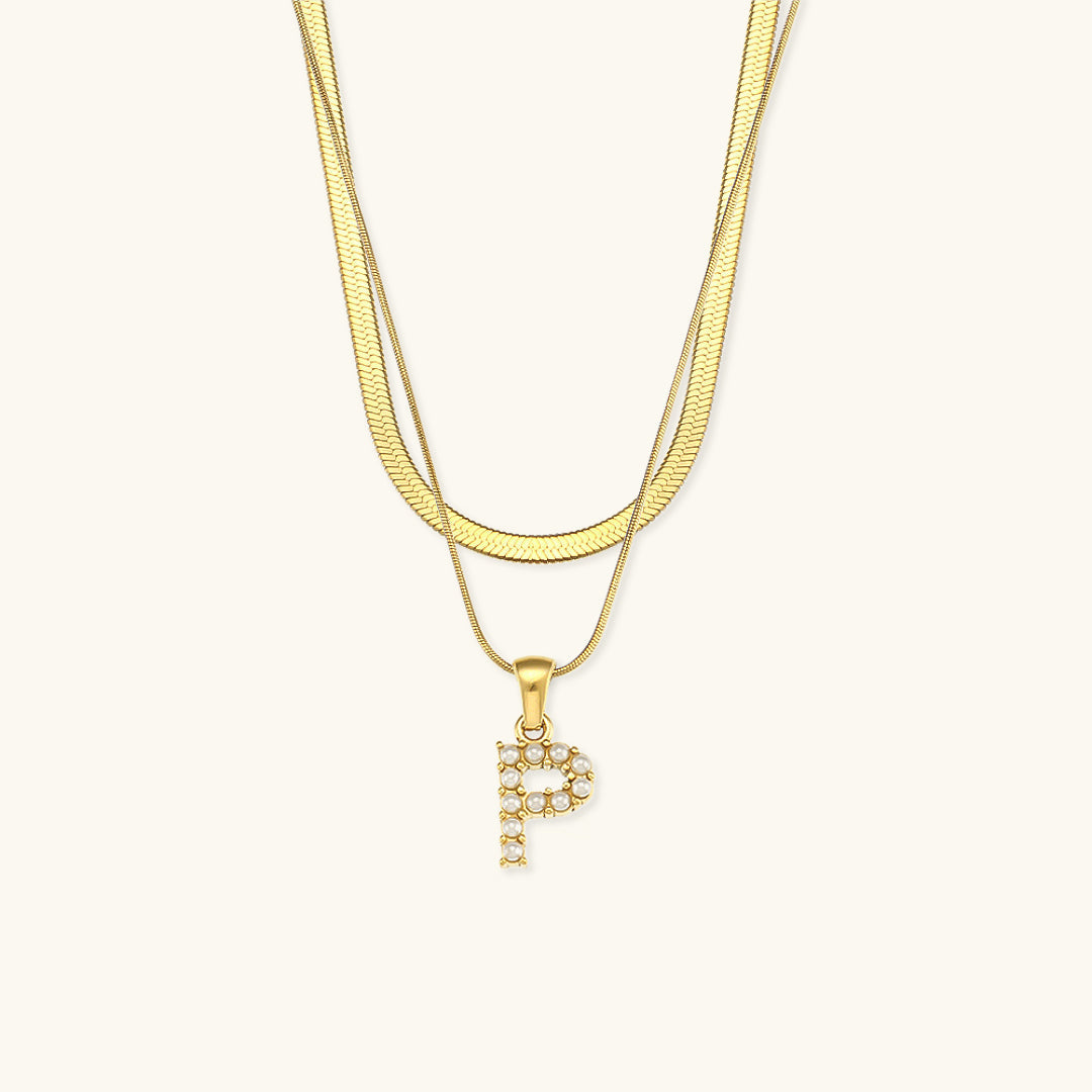 Fiona Layered Oro Initial Letter Collana