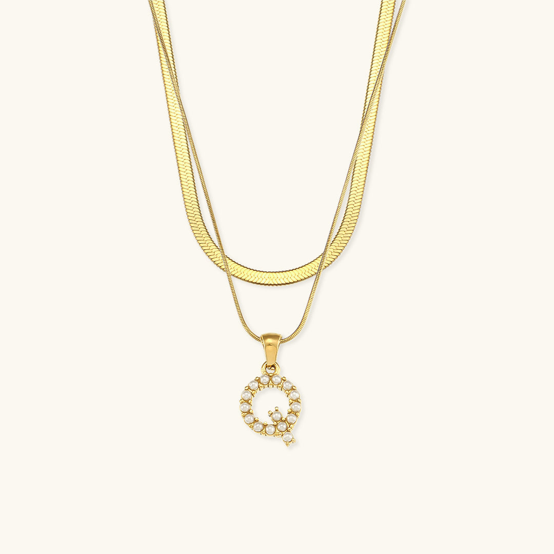 Fiona Layered Oro Initial Letter Collana