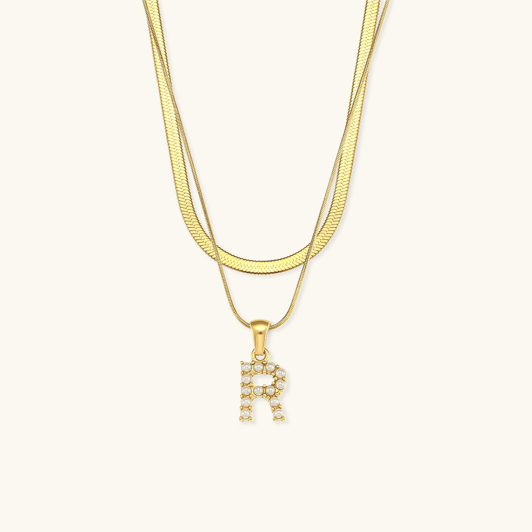 Fiona Layered Oro Initial Letter Collana