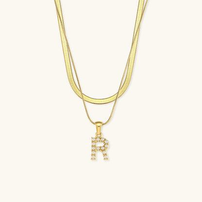 Fiona Layered Oro Initial Letter Collana