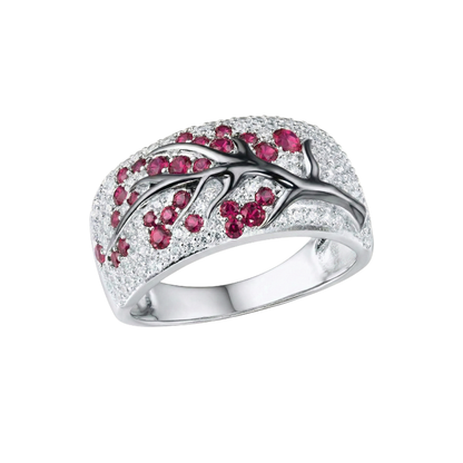 Rubino Blossom Tree Anello | Bianco Oro