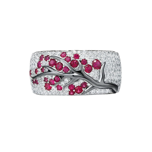 Rubino Blossom Tree Anello | Bianco Oro