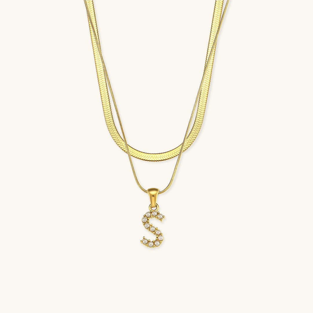 Fiona Layered Oro Initial Letter Collana