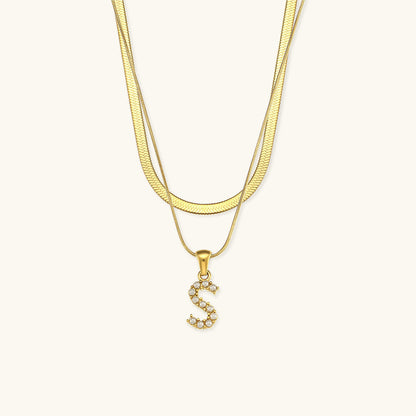 Fiona Layered Oro Initial Letter Collana