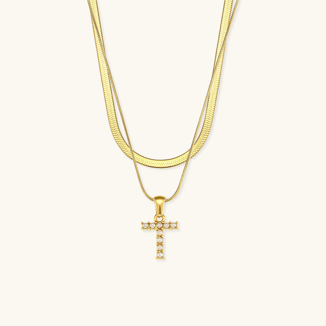 Fiona Layered Oro Initial Letter Collana