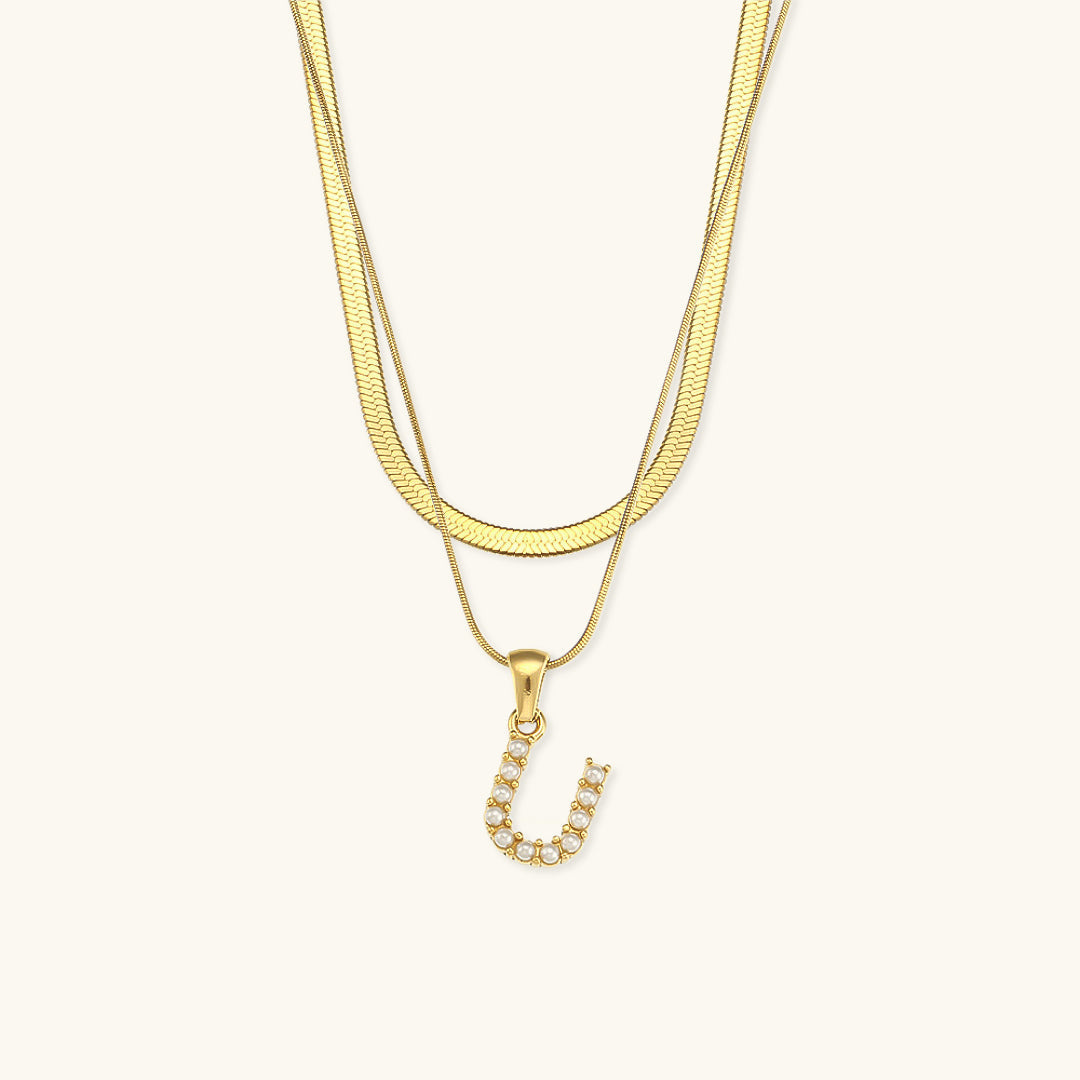 Fiona Layered Oro Initial Letter Collana