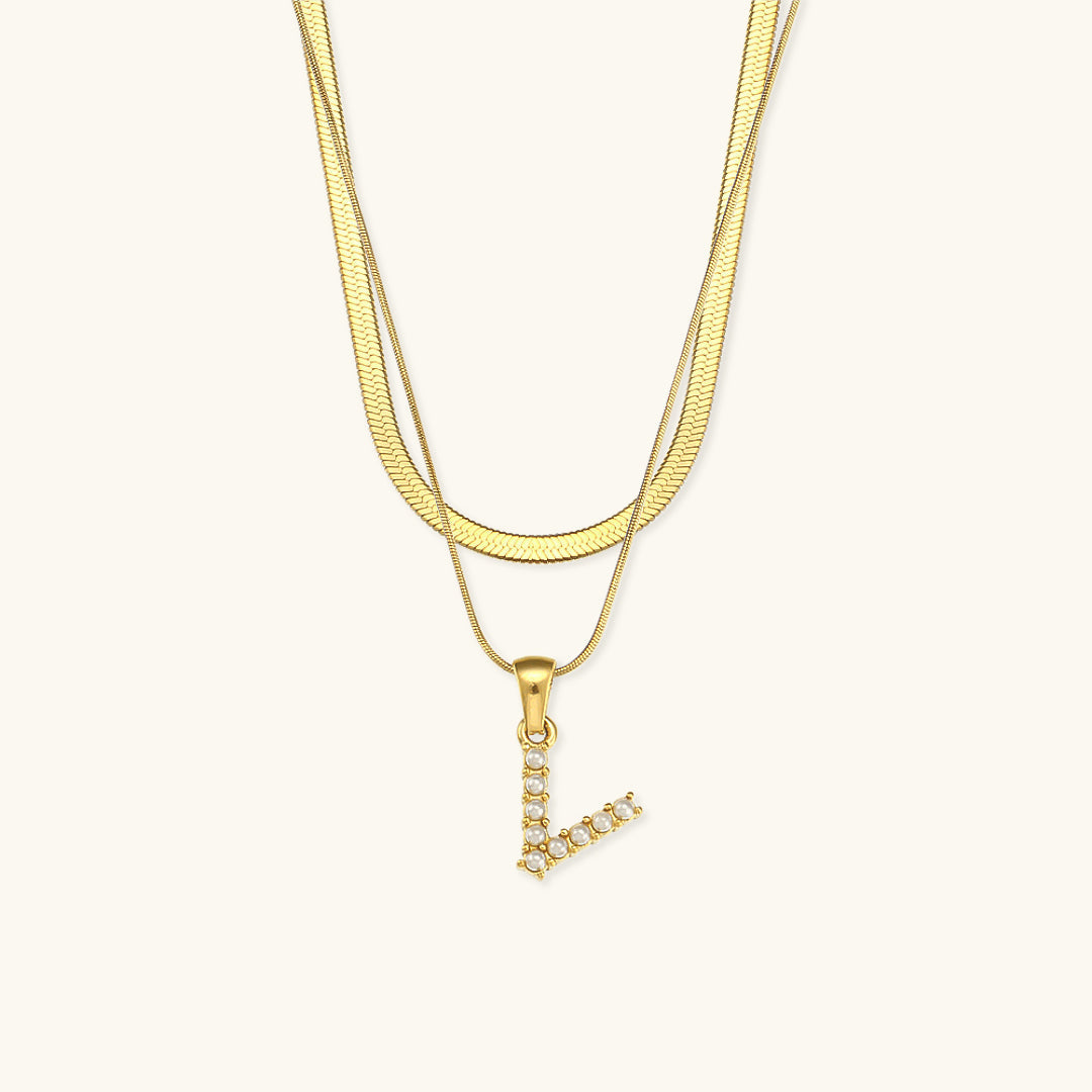 Fiona Layered Oro Initial Letter Collana