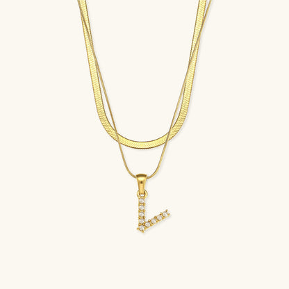 Fiona Layered Oro Initial Letter Collana