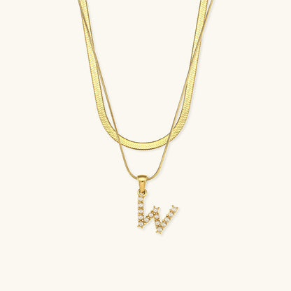 Fiona Layered Oro Initial Letter Collana