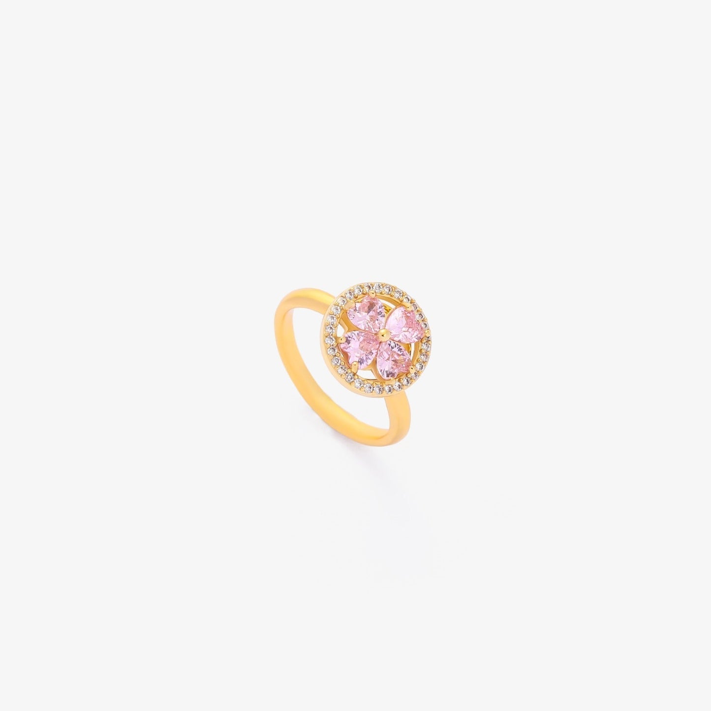 Pink Cuore Bloom Spinning Anello | Oro