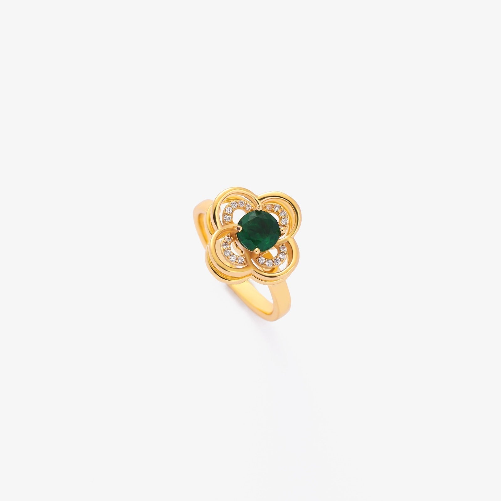 Clover Halo Smeraldo Spinning Anello | Oro