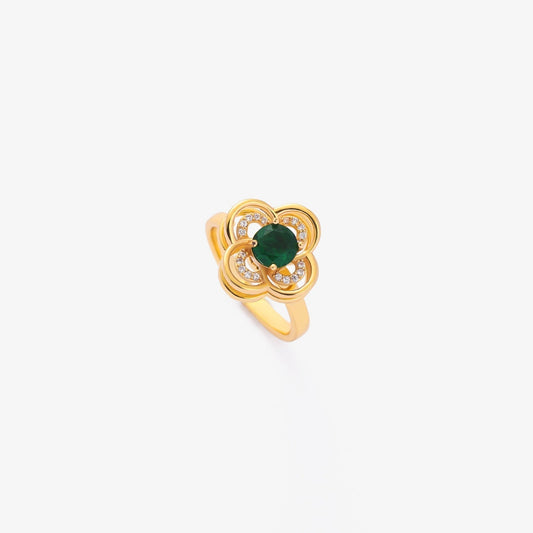 Clover Halo Smeraldo Spinning Anello | Oro
