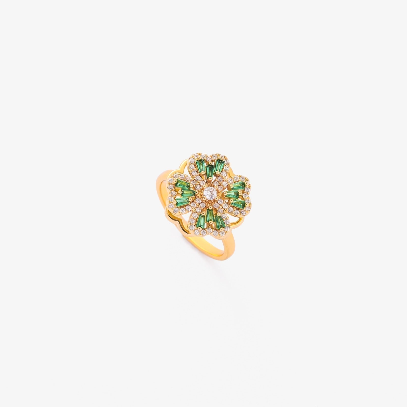 Oro Smeraldo Floral Anello