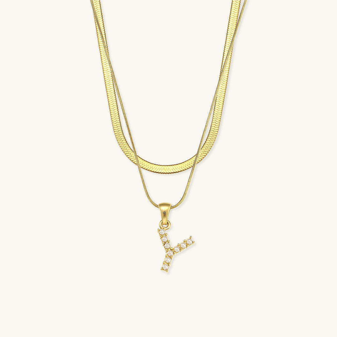 Fiona Layered Oro Initial Letter Collana