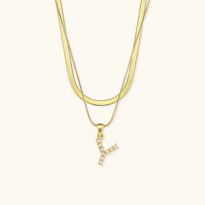 Fiona Layered Oro Initial Letter Collana