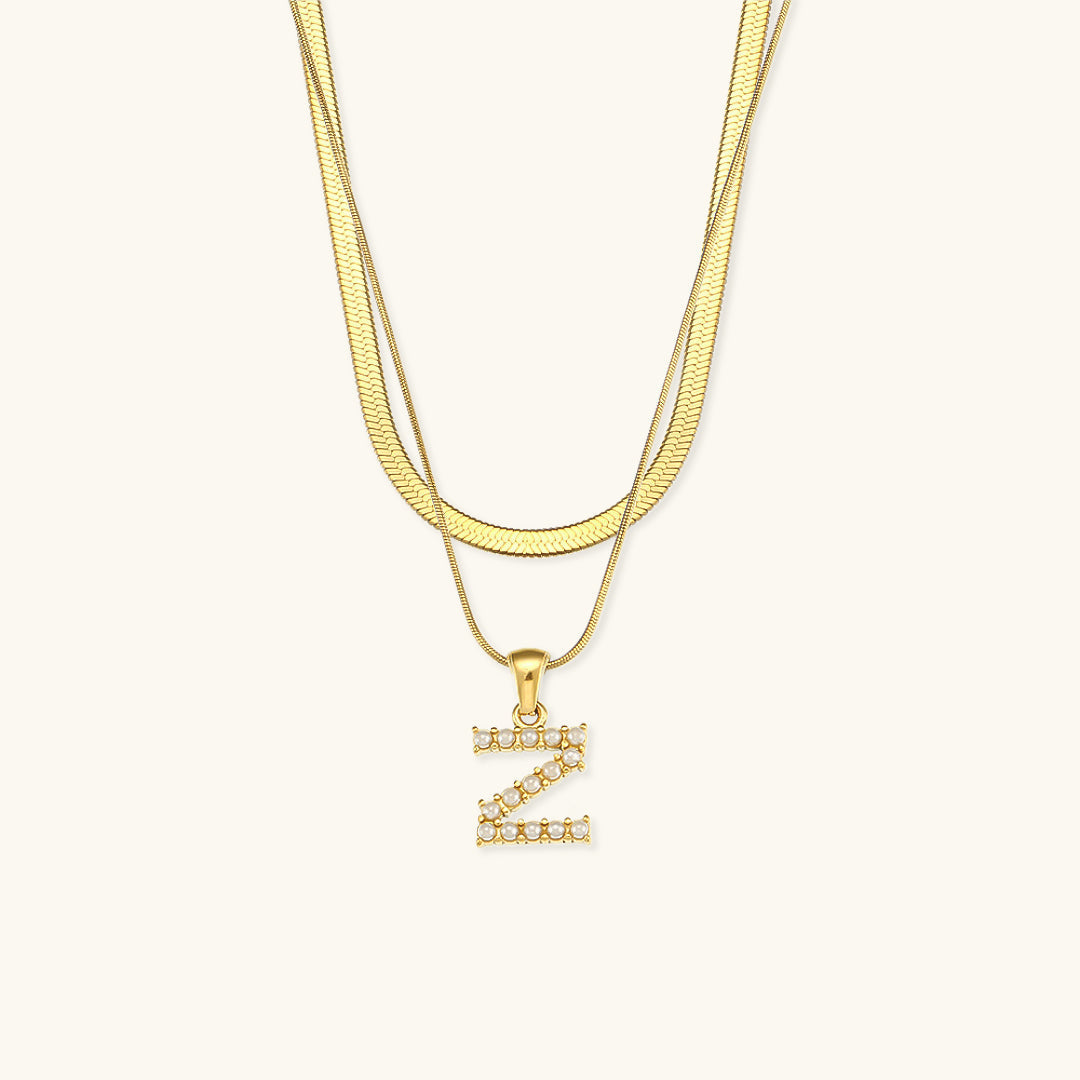 Fiona Layered Oro Initial Letter Collana