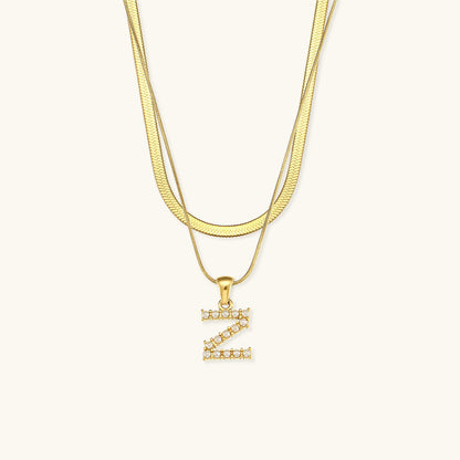 Fiona Layered Oro Initial Letter Collana