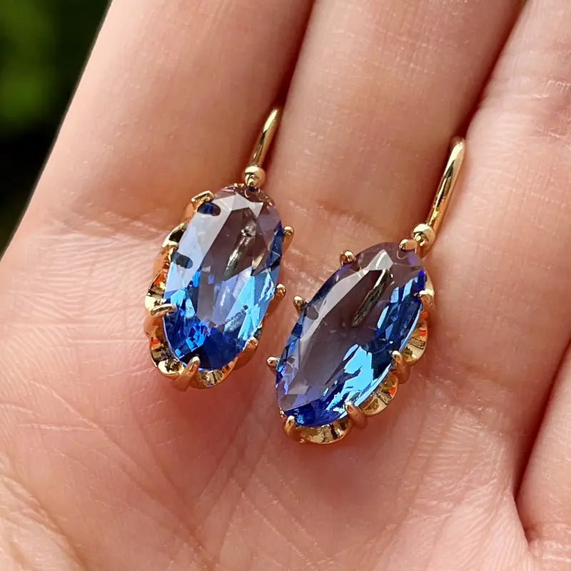 Golden Blue Bloom Orecchini | Oro