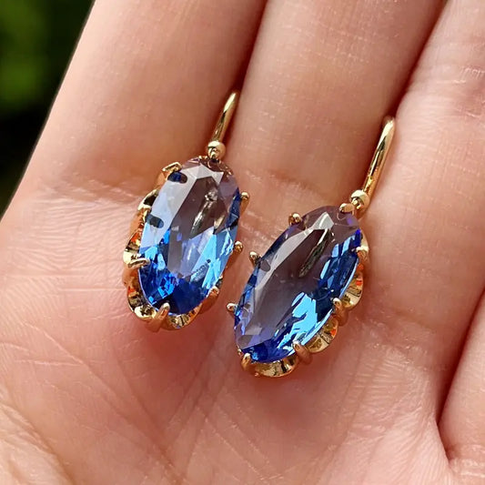 Golden Blue Bloom Orecchini | Oro
