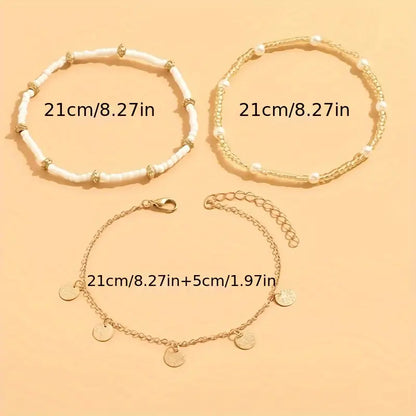 Coastal Ciondolo 3-Piece Layered Anklet Set | Oro