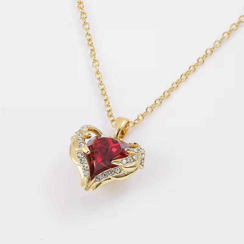 Angel Embrace Rubino Cuore Collana | Oro