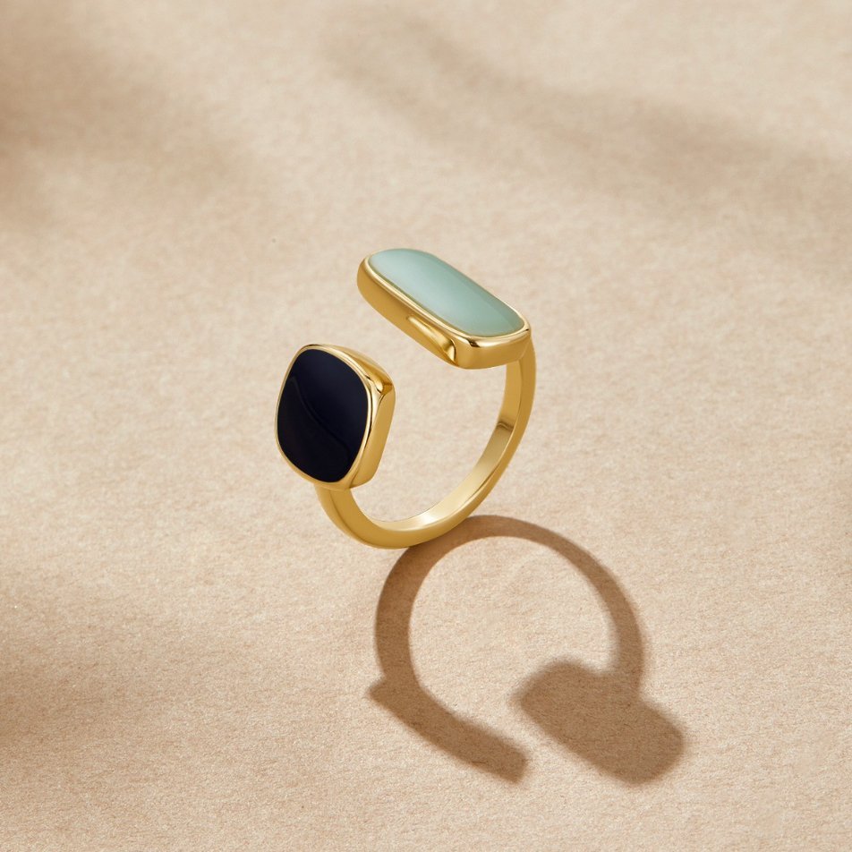 Oro Dual Pietra Open Anello
