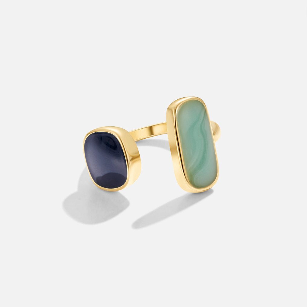 Oro Dual Pietra Open Anello