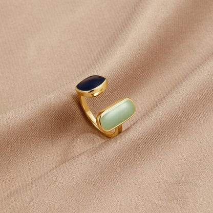 Oro Dual Pietra Open Anello