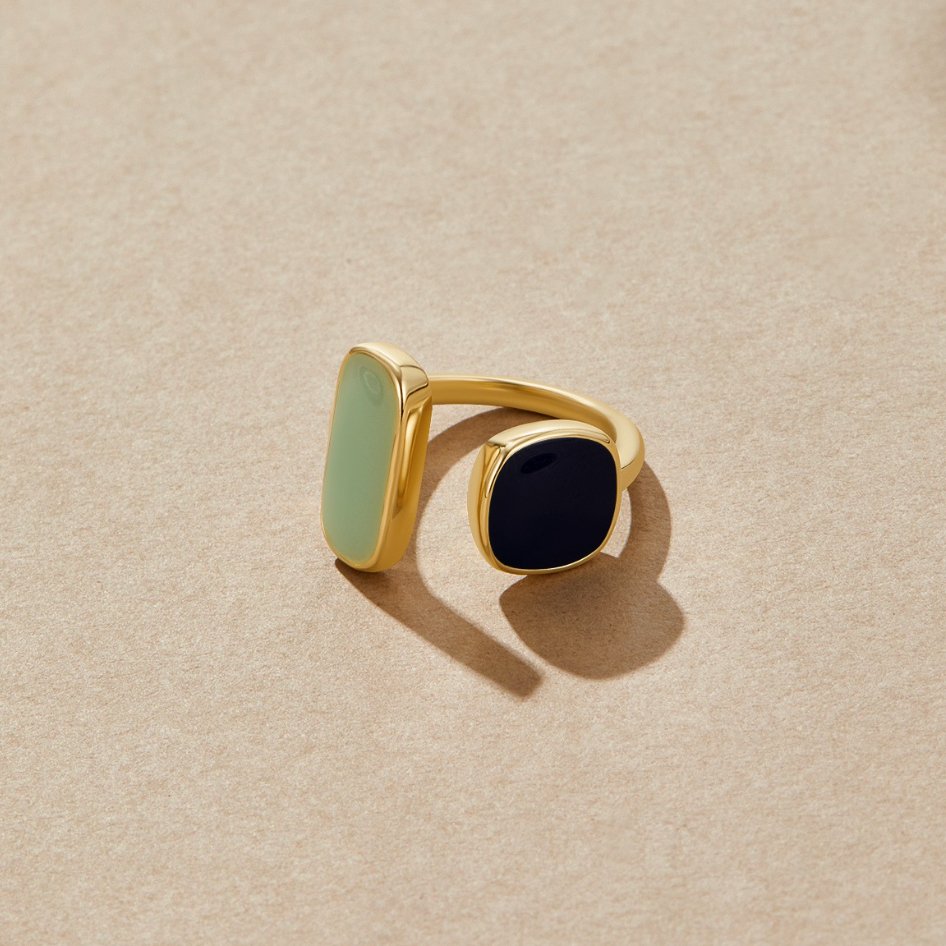 Oro Dual Pietra Open Anello
