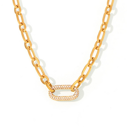 Paved Chunky Chain Link Set di Gioielli | Oro