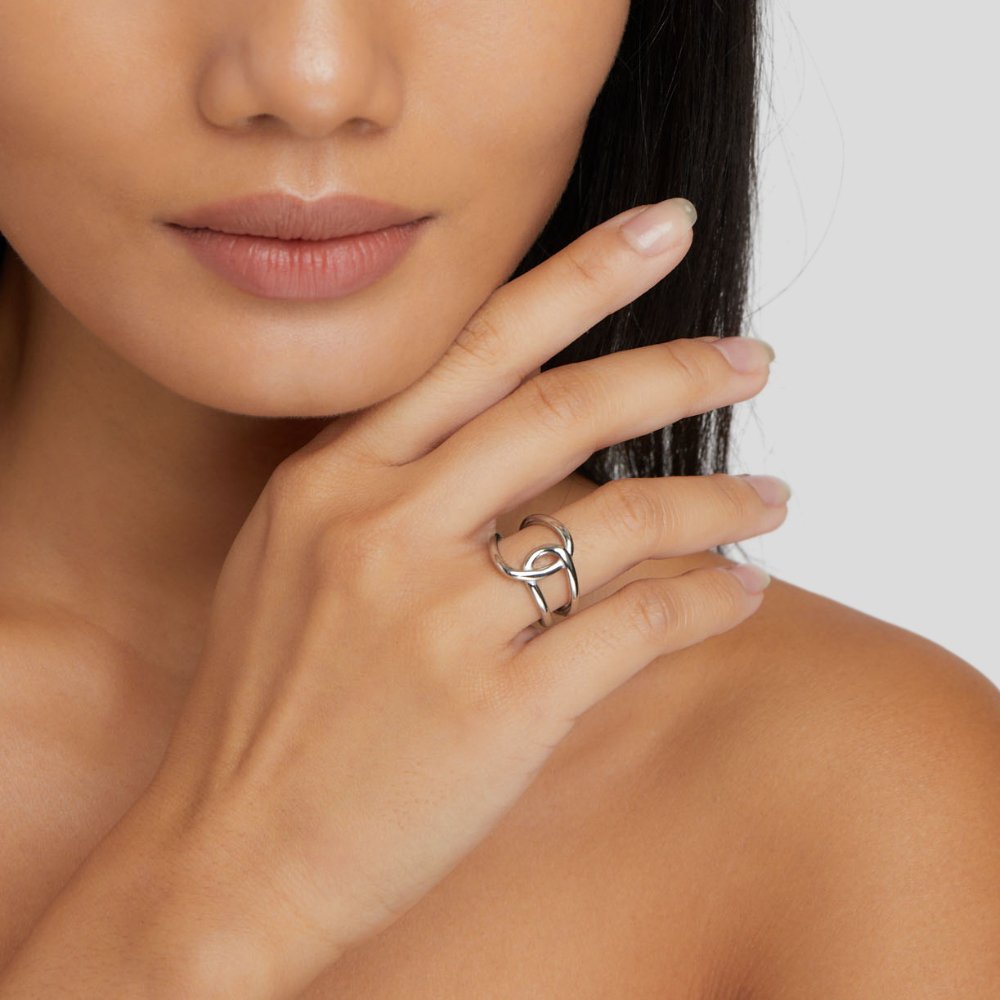 Argento Interlocking Open Anello