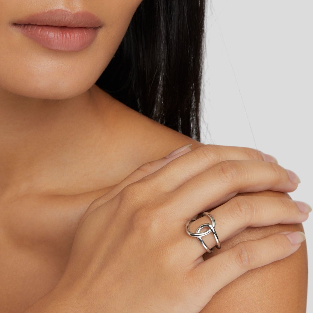 Argento Interlocking Open Anello