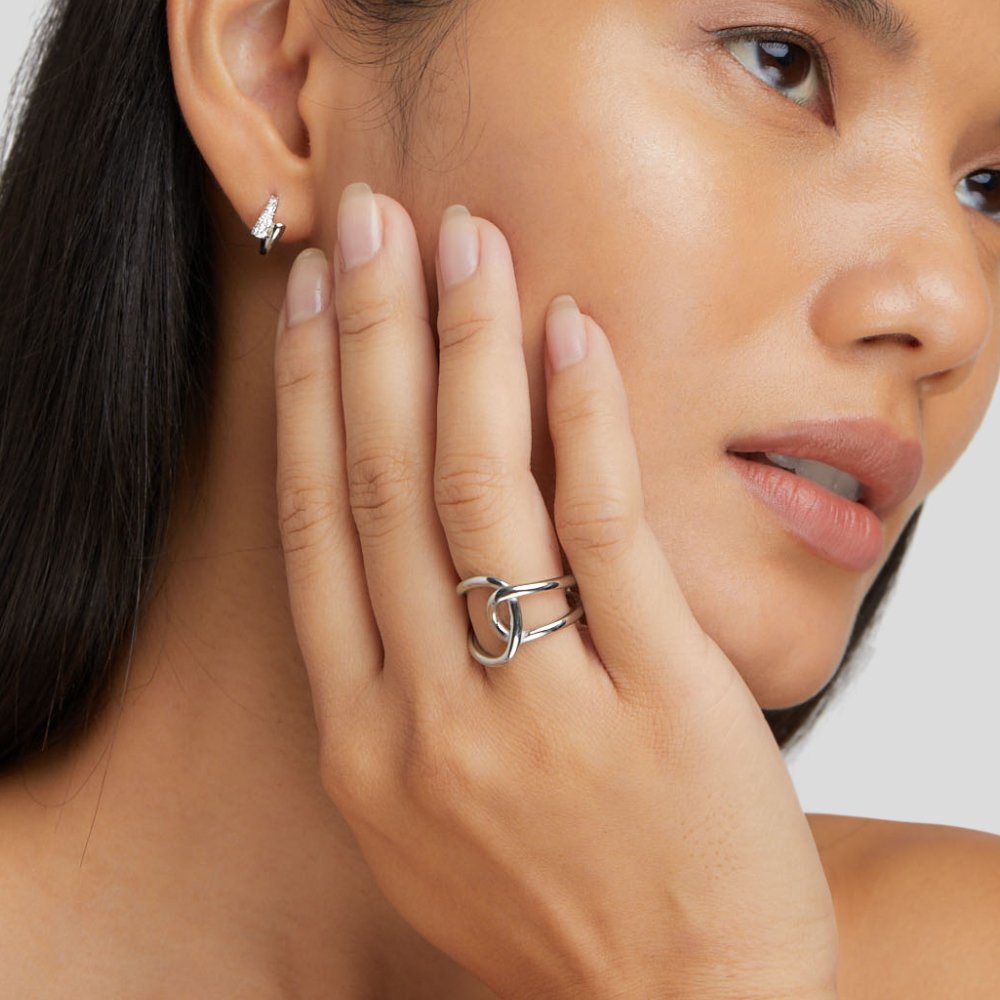 Argento Interlocking Open Anello